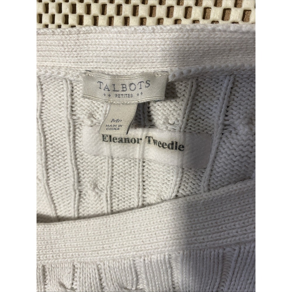 Talbots Cable Knit Sweater Womens MP Eleanor Tweedle Gold Accent Buttons - Picture 4 of 4